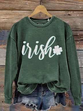 Eagerlys St. Patrick's Day Irish Art Print Pattern Casual Sweatshirt