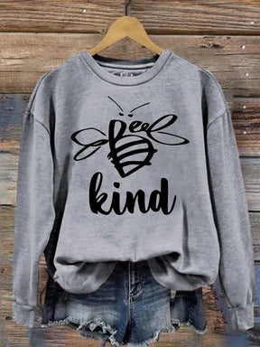 Bee Kind Casual Print Sweatshirt