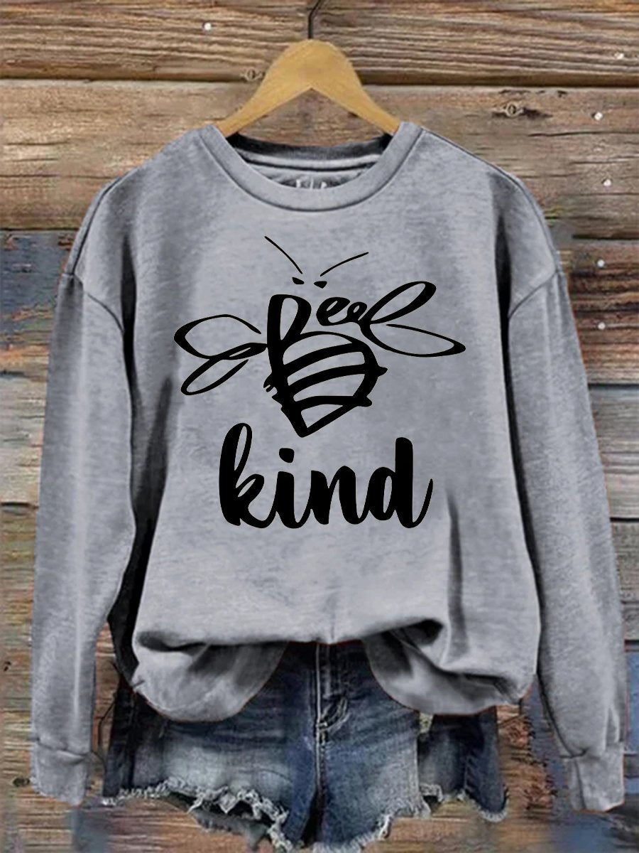 Bee Kind Casual Print Sweatshirt