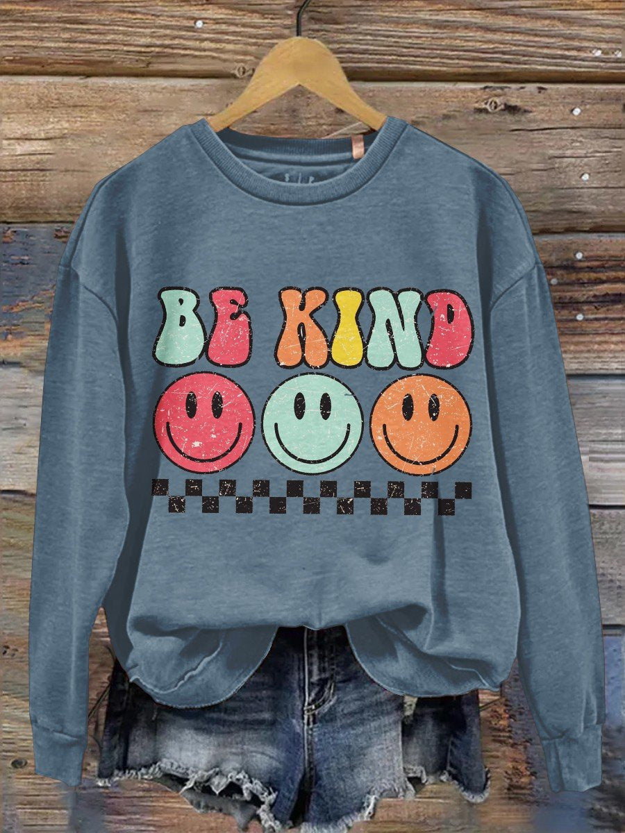 Women's Be Kind Print Casual Long Sleeve Sweatshirt