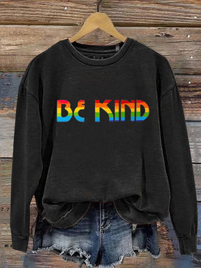 Be Kind Rainbow Print Casual Sweatshirt