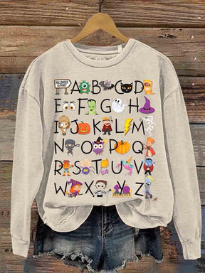 Halloween Alphabet Teacher Kindergarten Teacher Casual  Sweatshirt