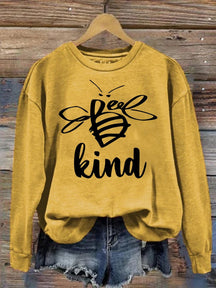 Bee Kind Casual Print Sweatshirt