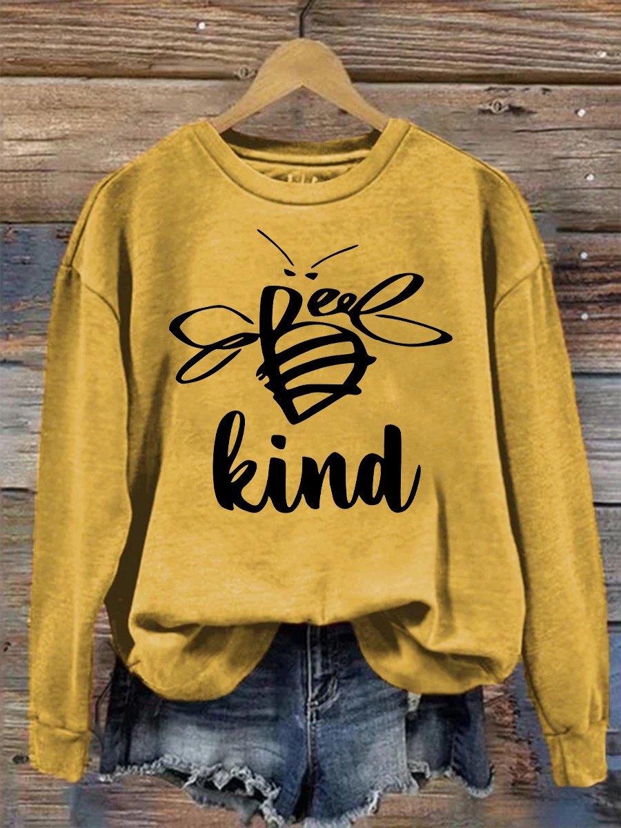 Bee Kind Casual Print Sweatshirt
