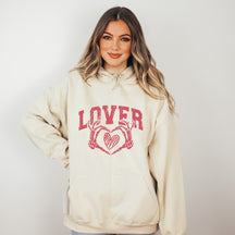 LOVER Skeleton Heart Valentines Graphic Hoodie